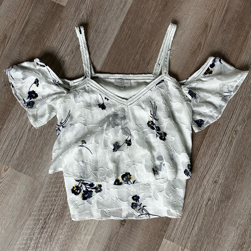 Lucky Brand Lace Chiffon Off-the-shoulder Tank. Size S